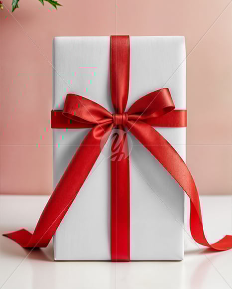 Christmas Gift Box with Holy Leaf Mockup