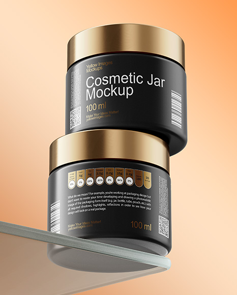 Two Matte Cosmetic Jars on the Glass Mockup