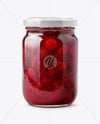Glass Jar with Cherry Jam Mockup