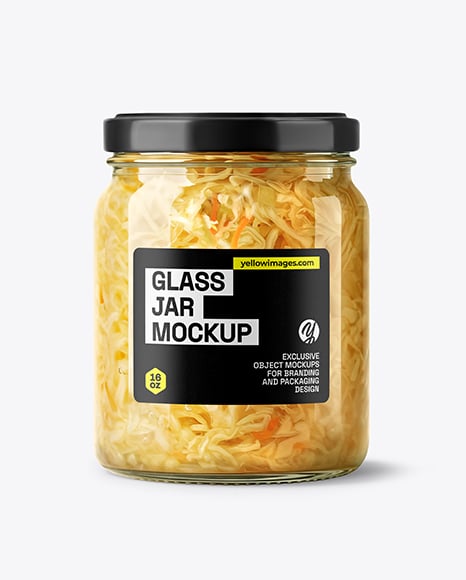 Glass Jar with Sauerkraut Mockup - Glass+Jar+With+Various+Fillers+Mockup+In+Jar+Mockups+On+Yellow