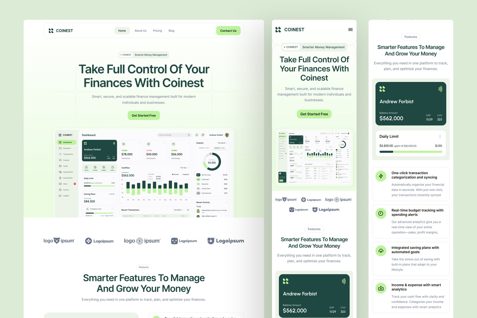 Coinest - Finance Management SaaS Website