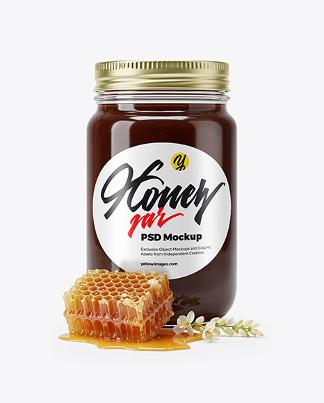 Clear Glass Jar with Buckwheat Honey Mockup - Realistic mockups