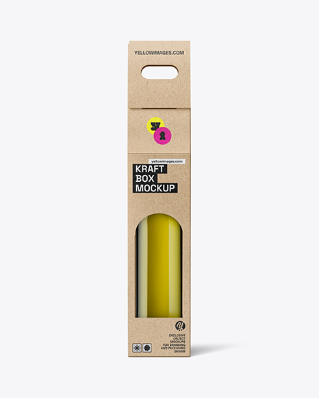 Kraft Box Bottle Packaging Mockup
