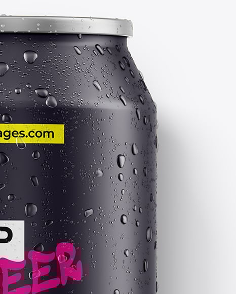 330ml Matte Drink Can with Drops Mockup