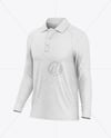 Men's Heather Raglan Long Sleeve Polo Shirt Mockup - Half Side View