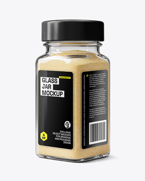 Square Spice Glass Jar with Onion Powder Mockup - Realistic mockups