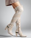 Pair of Over-The-Knee Boots on Women's Legs with Skirt Mockup