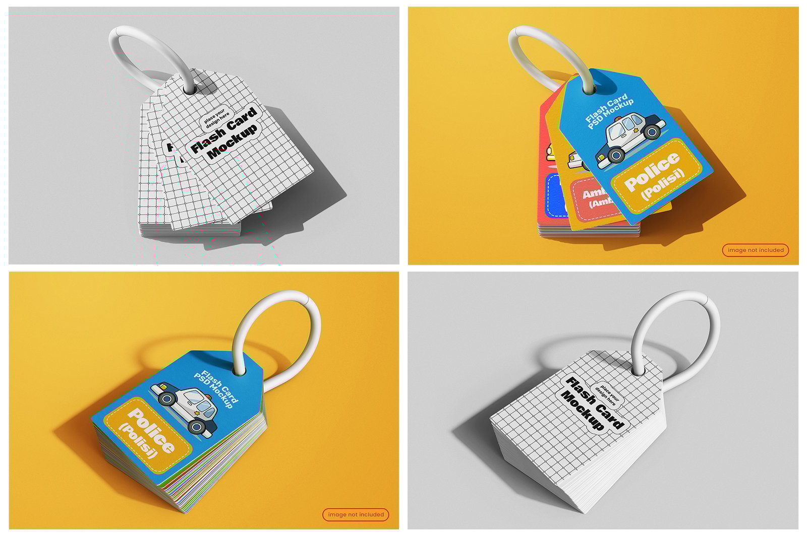 Educational Flash Card PSD Mockup Set