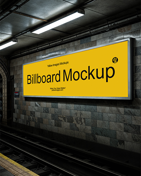 Billboard in Subway Station Mockup - Billboard mockup