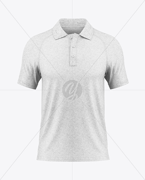Men's Heather Raglan Polo Shirt Mockup - Front View