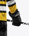 Man Wearing Full Ice Hockey Kit Mockup - Back view