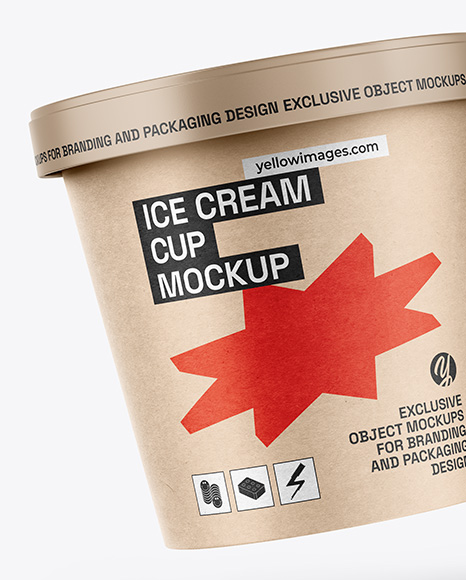 Two Kraft Paper Ice Cream Cups Mockup