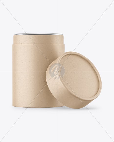 Opened Kraft Paper Tube Mockup