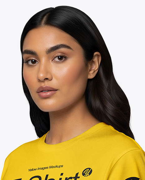 Woman Wearing T-Shirt with Fanny Pack Mockup