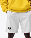 Afro-American Man Wearing Oversize Hoodie and Shorts Mockup