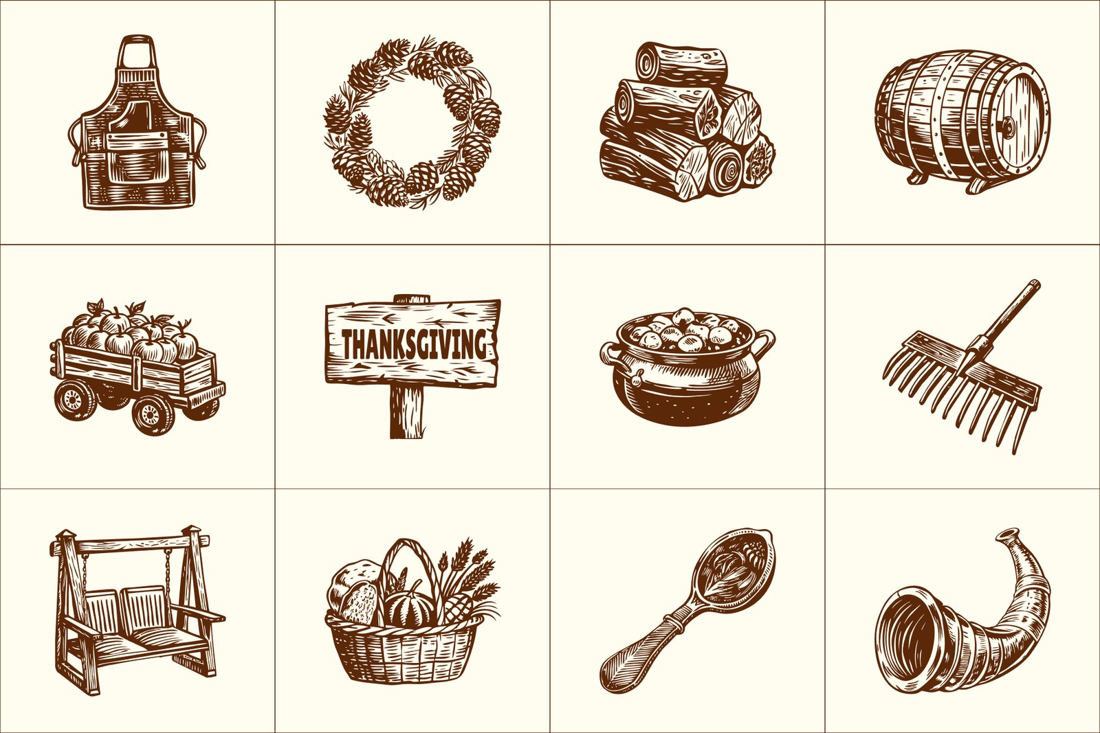 Vintage Thanksgiving Art Set