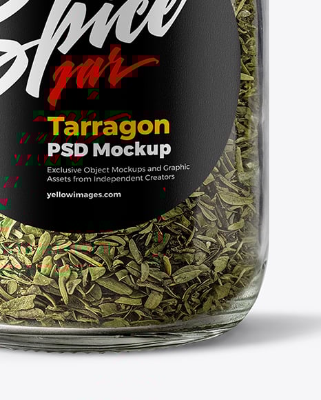 Glass Jar with Dried Tarragon Mockup
