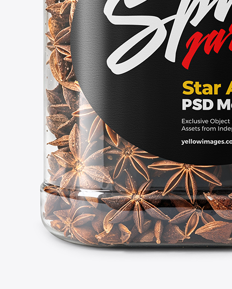 Square Plastic Jar with Star Anise Mockup