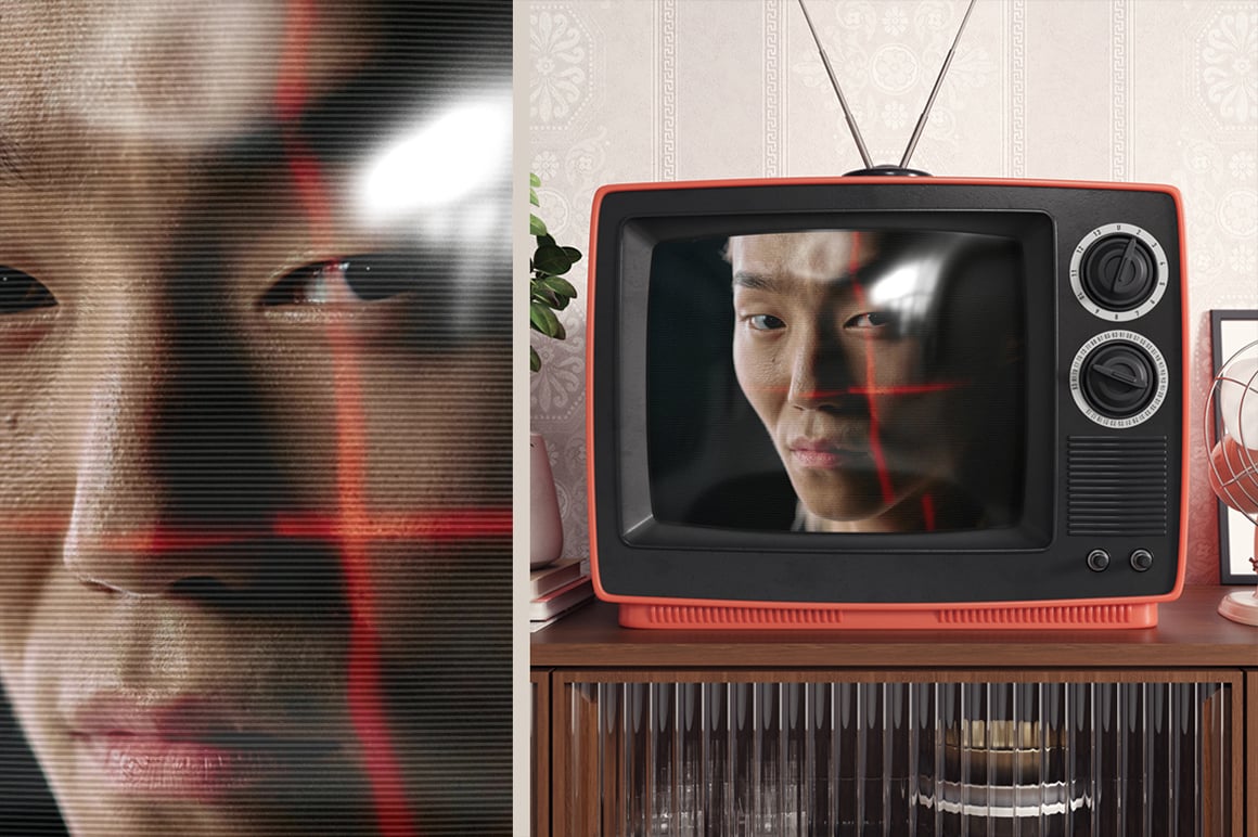 Old TV Screen In The Interior Mockup