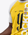 Soccer Player Wearing Raglan Jersey and Shorts Mockup