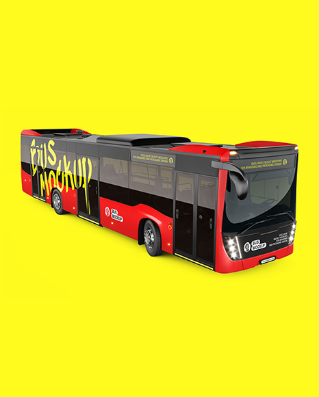 City Bus Mockup - Front Half Side View