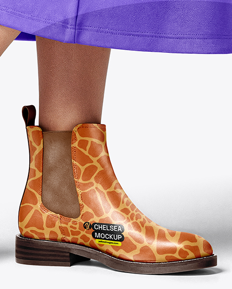 Chelsea Boots on Woman's Legs with Dress Mockup