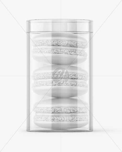 Clear Plastic Tube with Macaron Cookies Mockup