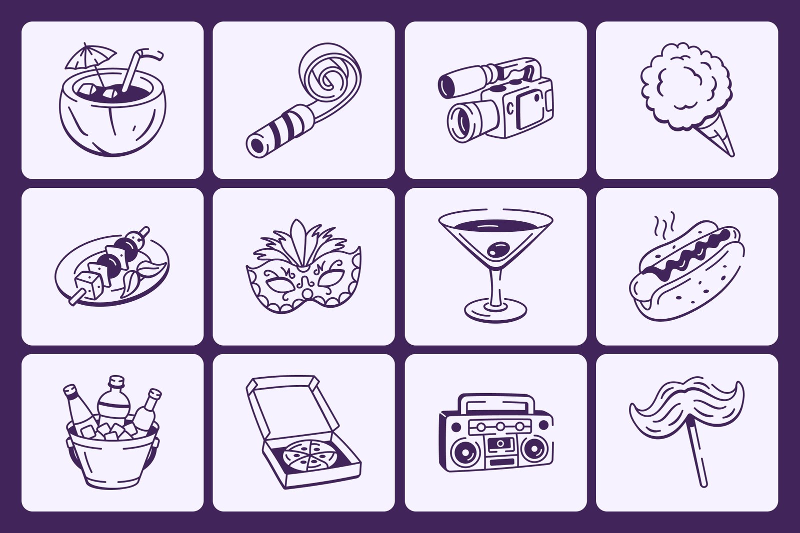 Party and Firework Doodle Set