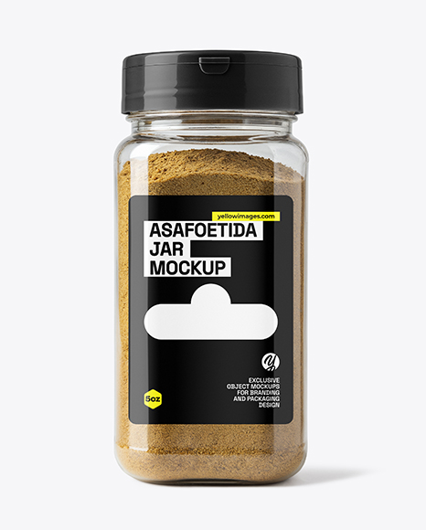 Plastic Jar with Asafoetida Spice Mockup