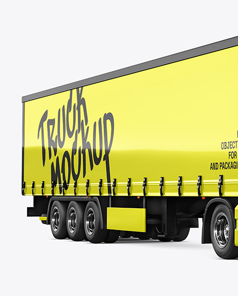Semi Trailer Truck Mockup - Front Half Side View