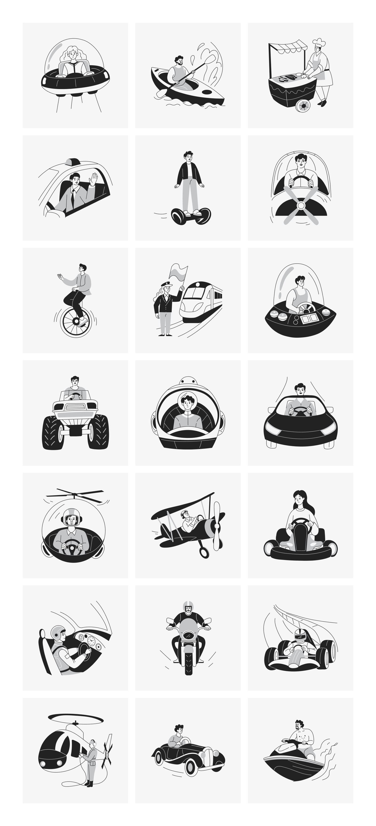 Vehicle Illustration Art Set