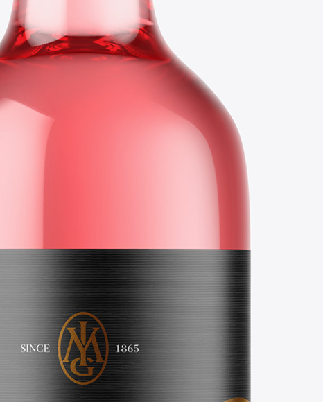 Clear Glass Pink Wine Bottle Mockup