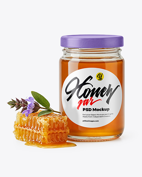 Glass Jar with Sage Honey Mockup - Realistic mockups