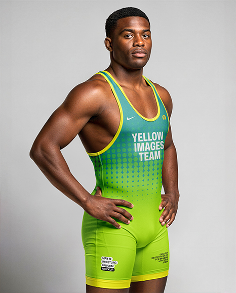 Afro-American Man Wearing Wrestling Uniform Mockup