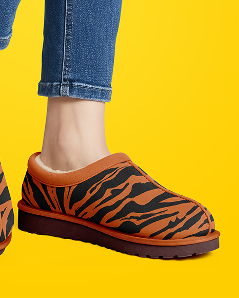 UGG Slippers on Woman's Legs Mockup