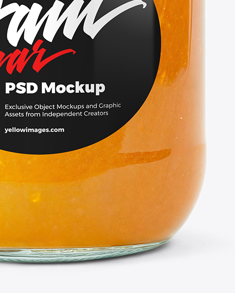 Clear Glass Jar with Orange Jam Mockup