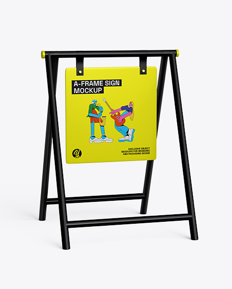 A-Frame Sign Mockup - Half Side view - Poster advertising mockup