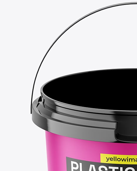 Glossy Plastic Bucket with Handle Mockup