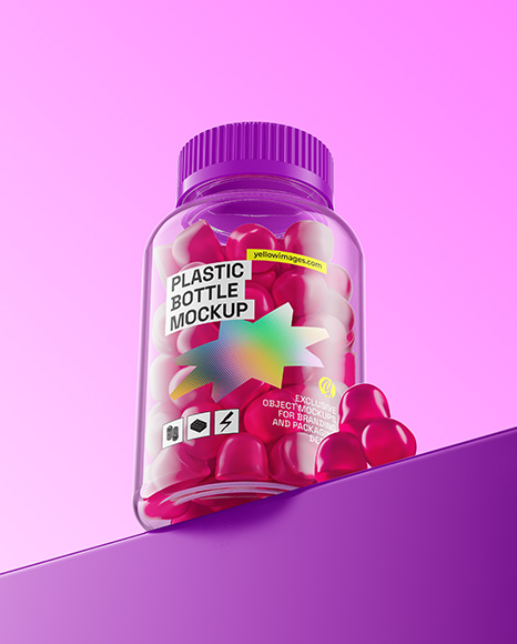 Plastic Bottle with Gummies Mockup