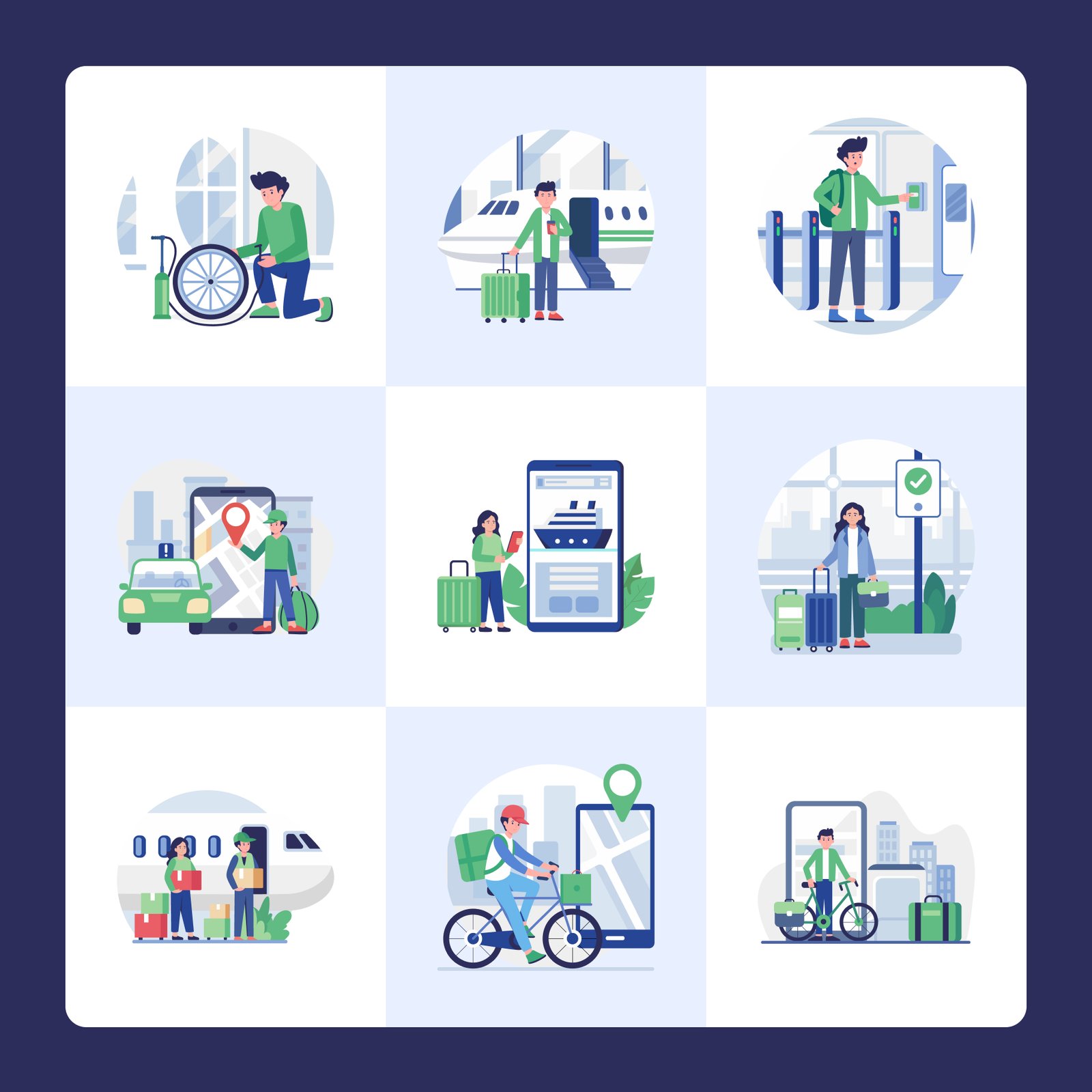 Transport Illustration Art Set