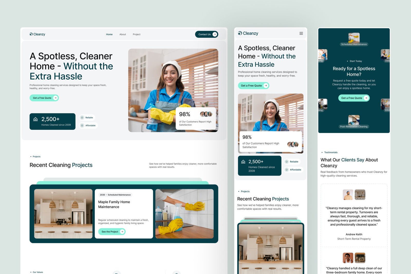 Cleanzy – Home Cleaning Service Website UI Figma Template