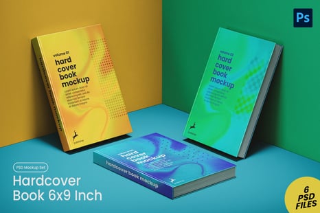 Hardback Cover Book 6x9 Inch Mockup Set - Creative Store