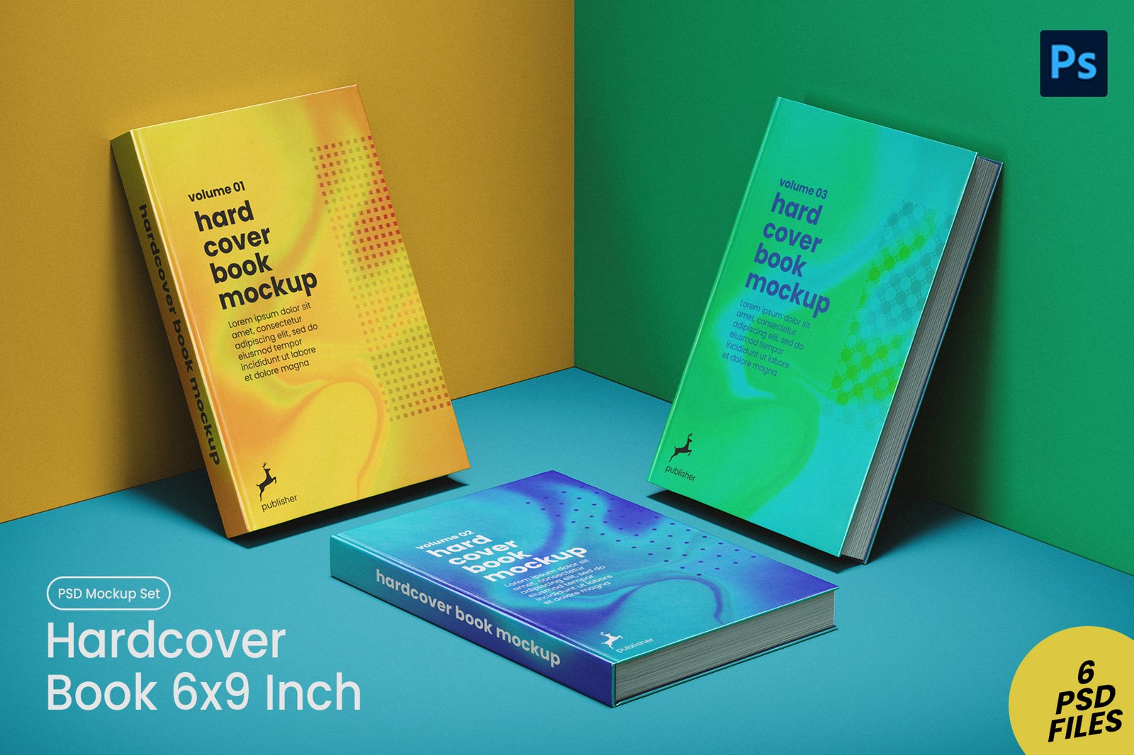 Hardback Cover Book 6x9 Inch Mockup Set