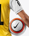 Man Wearing Soccer Jersey and Shorts Mockup