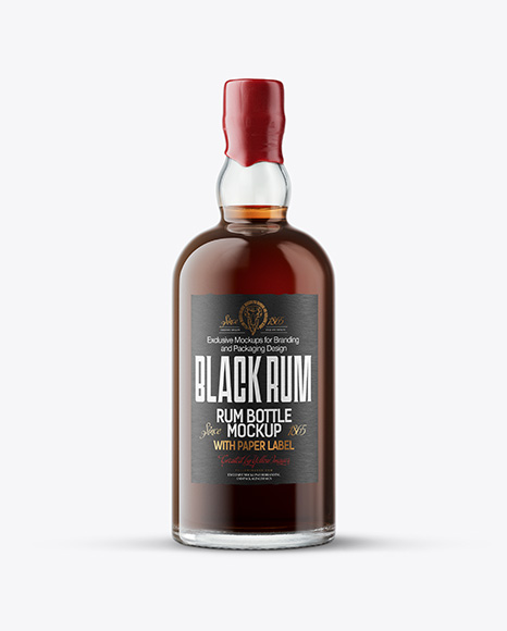 Black Rum Bottle Mockup