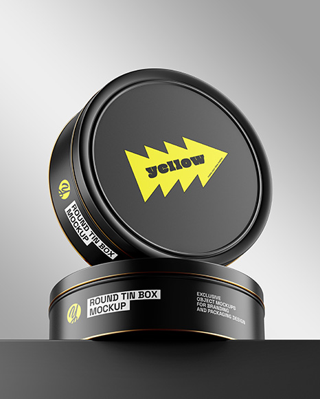 Two Matte Round Tin Boxes Mockup