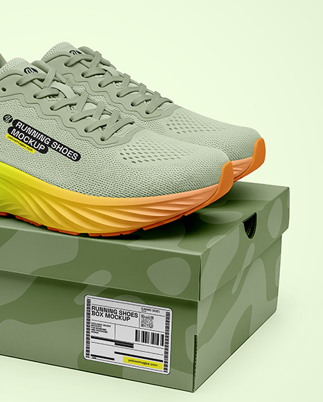 Running Shoes on Shoe Box Mockup