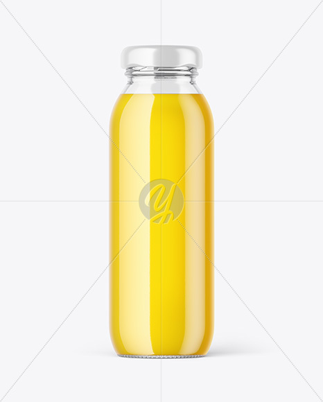Clear Glass Bottle With Orange Juice Mockup