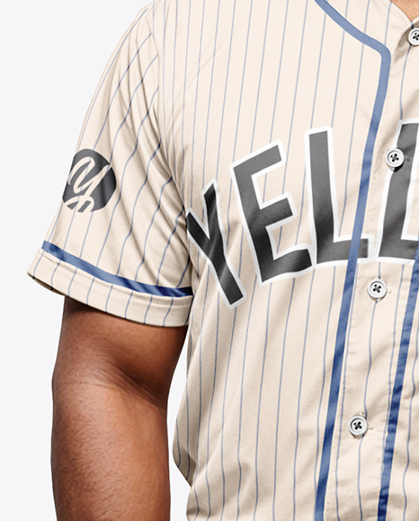 Black Man Wearing a Full Baseball Kit with Bat Mockup