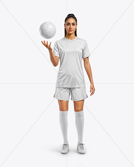 Woman Wearing Soccer Jersey and Shorts Mockup